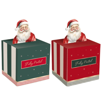 Caixa Pop Up Natalina Papai Noel 7x7x7 cm c/10 unidades - Cromus