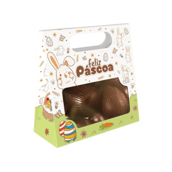 Caixa Practice Saco c/ Alça e Visor Páscoa Colorir  - Ideia Embalagens