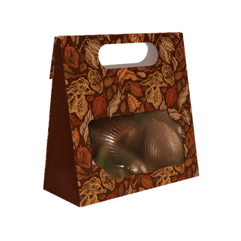 Caixa Practice Saco c/ Alça e Visor Puro Cacau - Ideia Embalagens