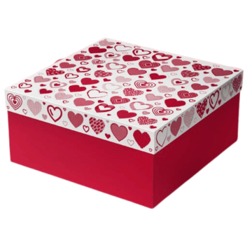 Caixa Presente c/ Tampa Corações Vermelho 20x20x10 cm - Idea Embalagens