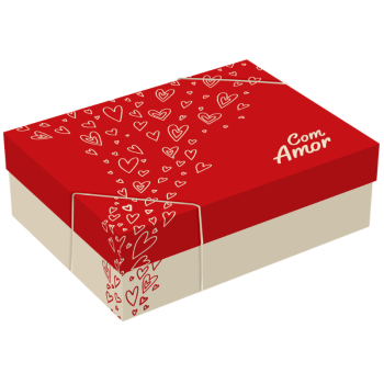 Caixa Presente c/ Tampa Retangular Suspiros de Amor 24x18x8/3,5 cm - Ideia Embalagens