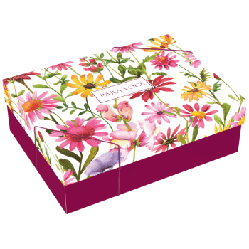 Caixa Presente c/ Tampa Retangular Violeta 24x18x8/3,5 cm - Ideia Embalagens