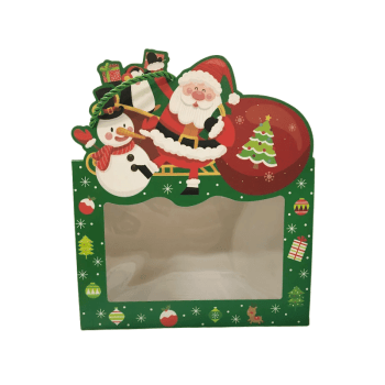 Caixa Presente c/ Visor Natalina Noel e Boneco de Neve Verde 21x15x11 cm - Tuut
