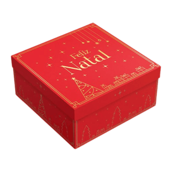 Caixa Presente Quadrada Natal Luz 20x20x10 cm - Ideia Embalagens 