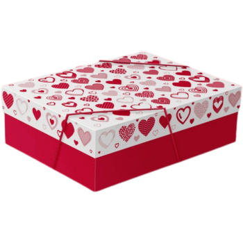 Caixa Presente Retangular c/ Tampa Corações Vermelho 24x18x7,5 cm - Idea Embalagens