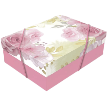 Caixa Presente Retangular c/ Tampa Rosas 24x18x7,5 cm - Idea Embalagens