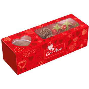 Caixa Retangular Fondue Com Amor 24,5x8,5x7 - Ideia Embalagens