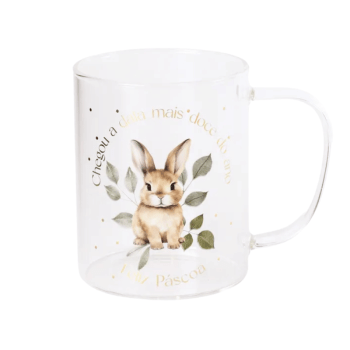 Caneca de Vidro Coelho Folhagem 410ml - Cromus 