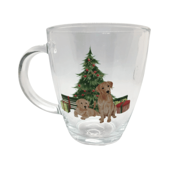 Caneca Vidro Transparente Natal com Pet 370 ml - Tuut