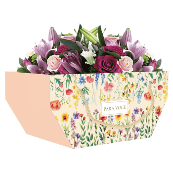 Cesta c/ Alça Atelier das Flores 25x16x12 cm - Ideia Embalagens
