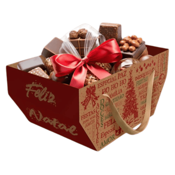 Cesta c/ Alça Natal Essencial 25x16x12 cm - Ideia Embalagens