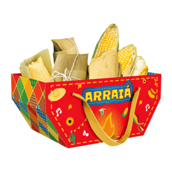 Cesta c/ Alça Nosso Arraiá 25x16x12 cm - Ideia Embalagens