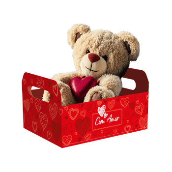 Cesta caixote com Amor 25x18,5x14,5 cm - Ideia Embalagens