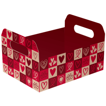 Cesta Caixote Corações Vermelho 25×18,5×14,5 cm - Ideia Embalagens