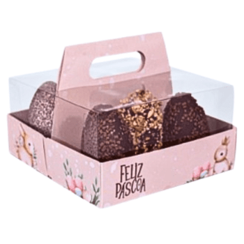 Cesta Encanto Feliz Páscoa c/ Alça e 6 Cavidades 50g - Ideia Embalagens