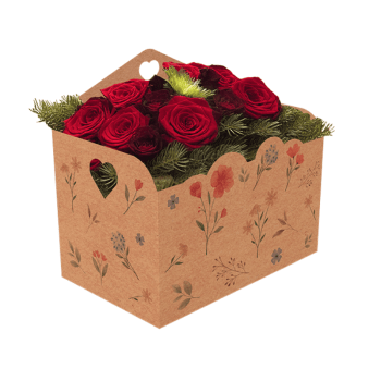 Cesta Envelope Flores do Campo Kraft 21x13x20 cm - Ideia Embalagens