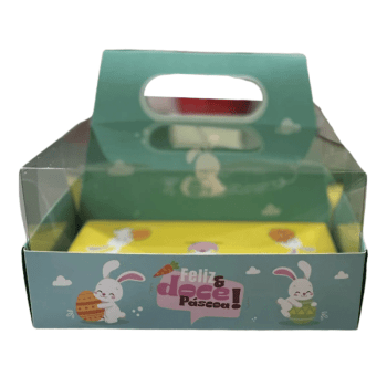Cesta Feliz Páscoa doce c/ Alça e 6 Cavidades 50g - Ideia Embalagens