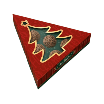 Caixa Árvore c/ Visor Noel para 6 Doces - Ideia Embalagens