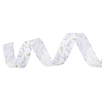 Fita Aramada Decorativa Coelho Cenoura Branco 3,8 cm 9,14 m - Cromus