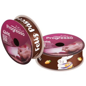 Fita de Cetim Decorativa Feliz Páscoa Coloridos Marrom nº 5 ECF005TR Cor 238 - Progresso