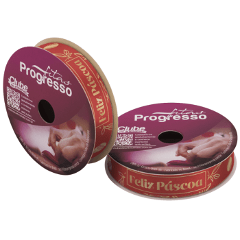 Fita de Cetim Decorativa Feliz Páscoa Vermelho nº 3 ECF003H Cor 522 - Progresso