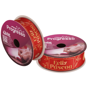 Fita de Cetim Decorativa Feliz Páscoa Vermelho nº 5 ECF005H Cor 1109 - Progresso
