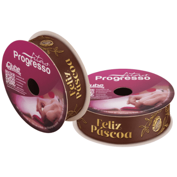 Fita de Cetim Decorativa Foil Feliz Páscoa nº 5 ECF005F Cor 027 - Progresso