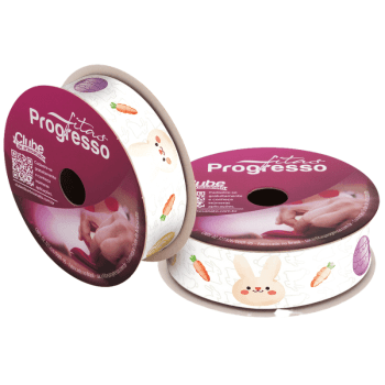 Fita de Cetim Decorativa Páscoa Coelho Ovos Coloridos Branco nº 5 ECF005TR Cor 236 - Progresso