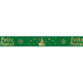Fita de Cetim Feliz Natal Verde nº 5 ECF005H Cor 1081 - Progresso