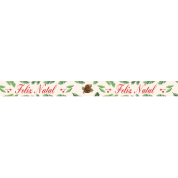Fita de Cetim Pinhas Feliz Natal nº 3 ECF003TR Cor 096 - Progresso