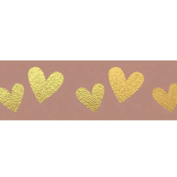 Fita de Cetim Com Hot Stamping Eu Te Amo Rose / Ouro 15mm - Cromus