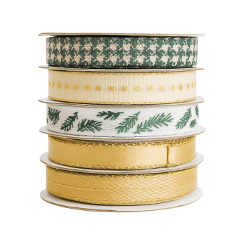 Fita Decorativa Natalina Dourada 1cm x 3m c/ 5 unidades - Cromus