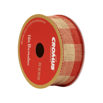 Fita Xadrez Vermelho/Bege 3,8cm x 9,14m - Cromus