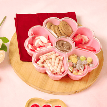 Fondue Box Flor de Corações Rosa Candy 24,4x25,3x5,7 cm - BlueStar