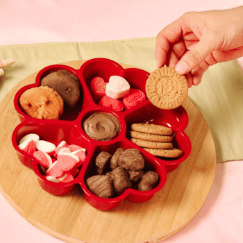 Fondue Box Flor de Corações Vermelho Sólido 24,4x25,3x5,7 cm - BlueStar