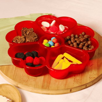 Fondue Box Flor de Corações Vermelho Transparente 24,4x25,3x5,7 cm - BlueStar