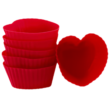 Forma Cupcake Silicone Coração c/6 unidades - Tuut