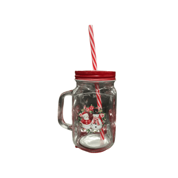 Jarrinha Vidro Transparente Boneco de Neve 450 ml - Tuut