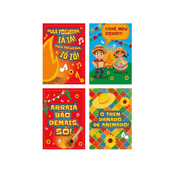 Kit Decorativo com Cartazes Nosso Arraiá c/ 4 unidades - Ideia Embalagens