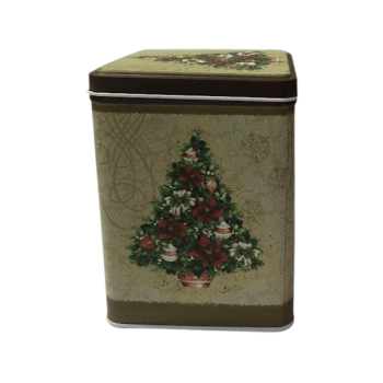 Lata Alta Quadrada Árvore de Natal c/ Tampa 10x10x13,5 cm - Zein 