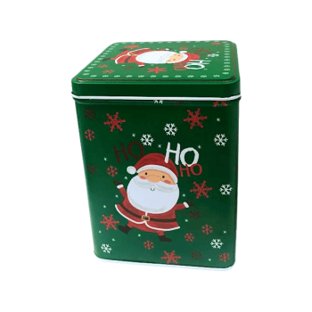 Lata Alta Quadrada Noel Verde 10,5x10,5x13,5 cm - Zein