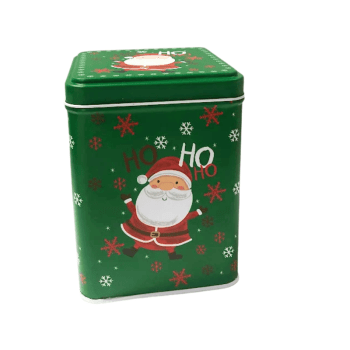 Lata Alta Quadrada Noel Verde c/ Tampa 8,5x8,5x11 cm - Zein 