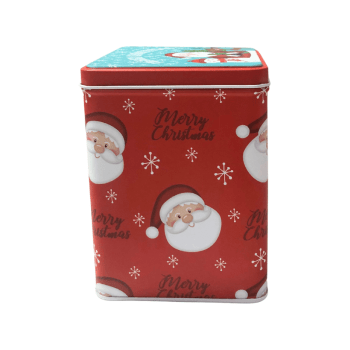 Lata Alta Quadrada Noel Vermelho c/ Tampa 8,5x8,5x11 cm - Zein 
