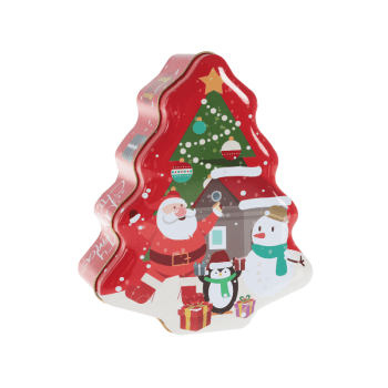 Lata Árvore Vermelho Noel c/ Tampa 15x18x6,5 cm - Zein 
