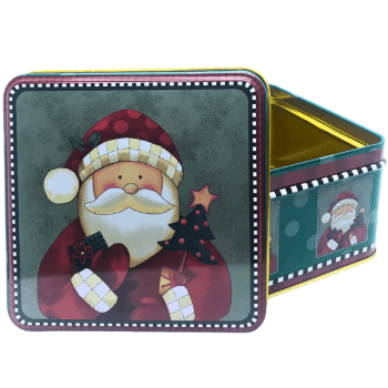 Lata Baixa Quadrada Noel Verde 12x12x7 cm - Zein