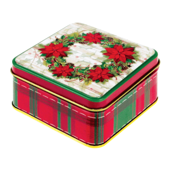 Lata Baixa Quadrada Xadrez Guirlanda c/ Tampa 8,5x8,5x4,5 cm - Zein 