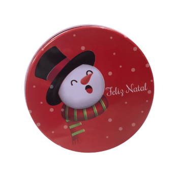 Lata Redonda Boneco de Neve c/ Tampa 7,5x7,5x4,5 cm - Zein 