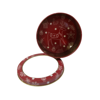 Lata Redonda c/ Visor Natalina Rena Vermelha 13,5x7 cm – Zein