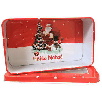 Lata Retangular Noel Árvore c/ Tampa e Visor 9,5x16,5x5 cm - Zein 