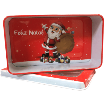 Lata Retangular Noel Presente c/ Tampa e Visor 9,5x16,5x5 cm - Zein 